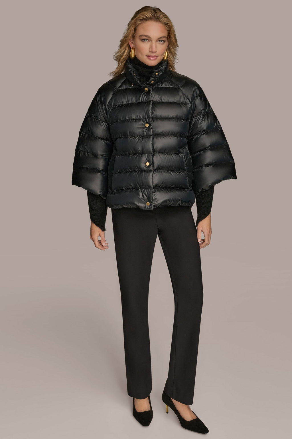 3/4 SLEEVE DOWN PUFFER CAPE