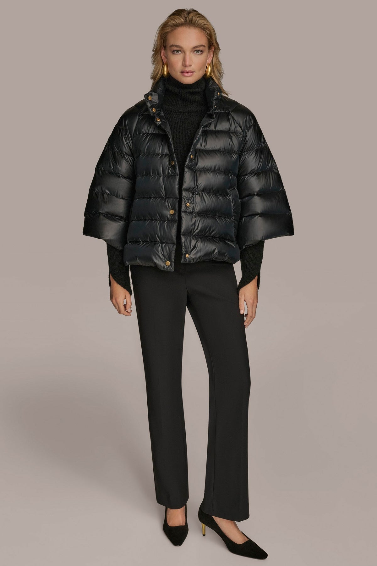 3/4 SLEEVE DOWN PUFFER CAPE