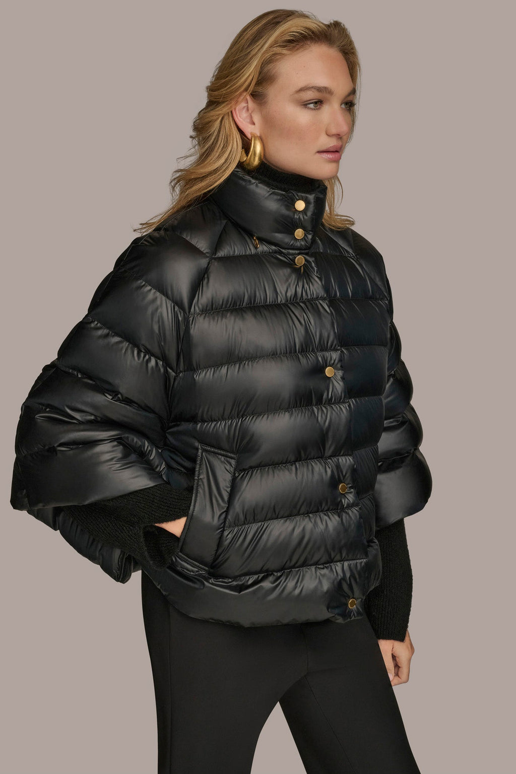 3/4 SLEEVE DOWN PUFFER CAPE