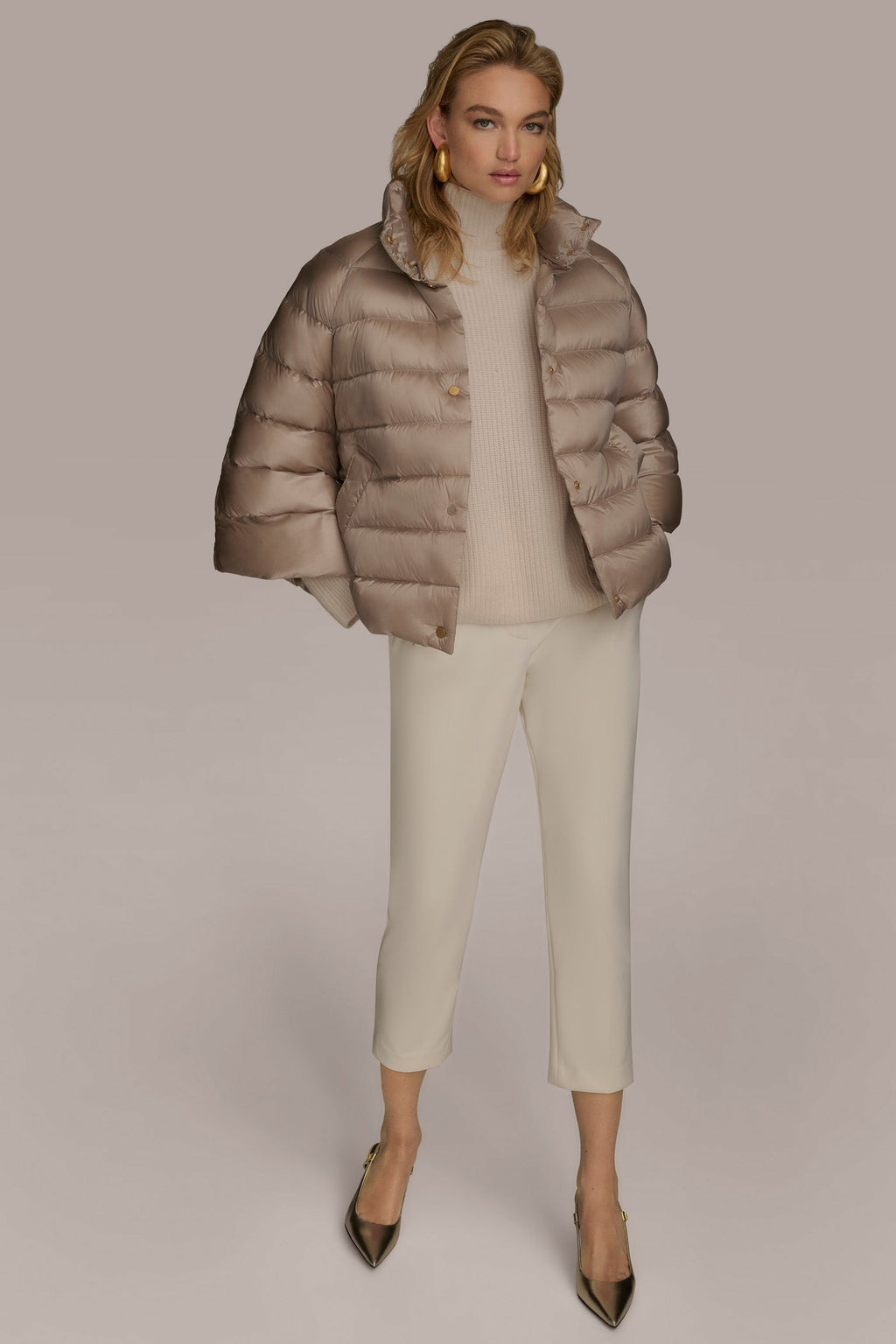 3/4 SLEEVE DOWN PUFFER CAPE