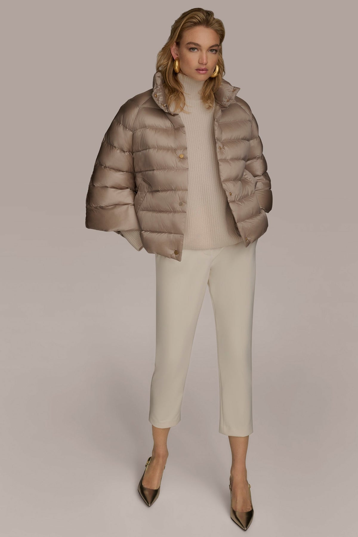 3/4 SLEEVE DOWN PUFFER CAPE