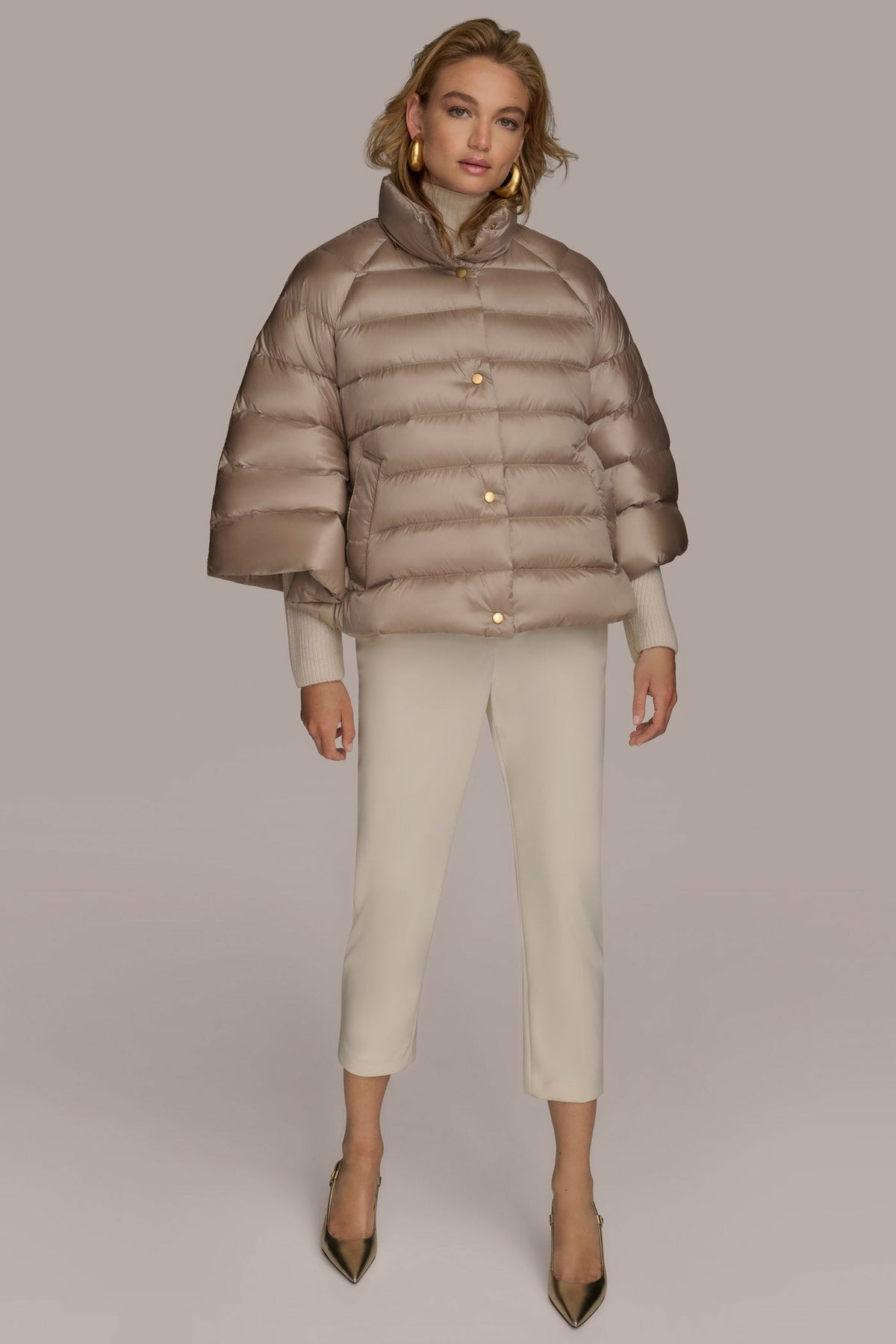 3/4 SLEEVE DOWN PUFFER CAPE
