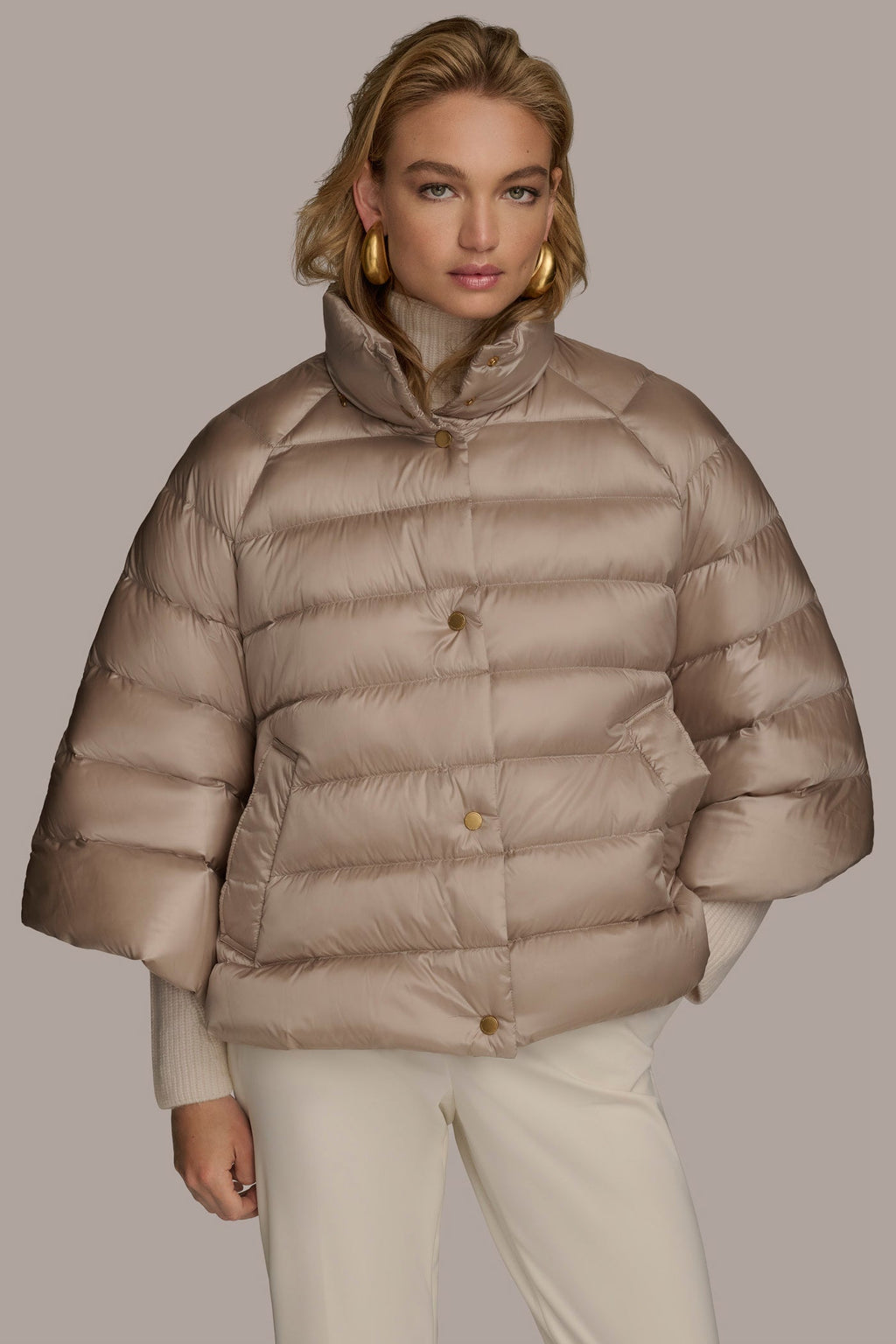 3/4 SLEEVE DOWN PUFFER CAPE