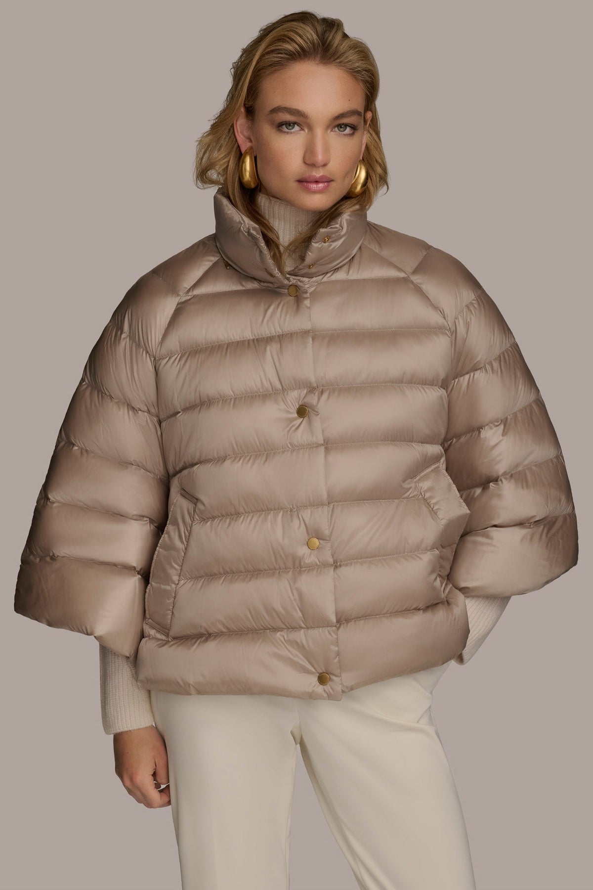 3/4 SLEEVE DOWN PUFFER CAPE