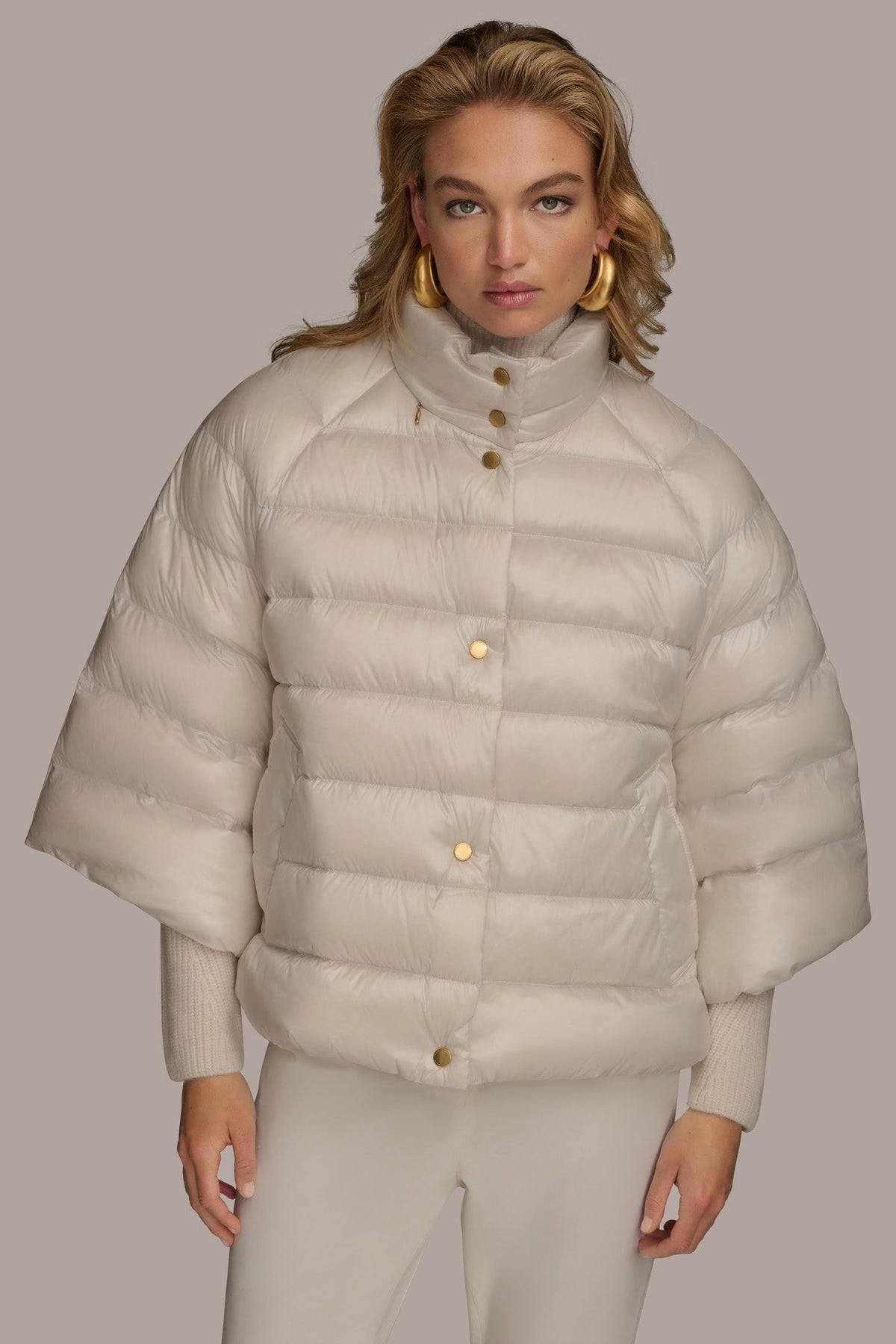 3/4 SLEEVE DOWN PUFFER CAPE