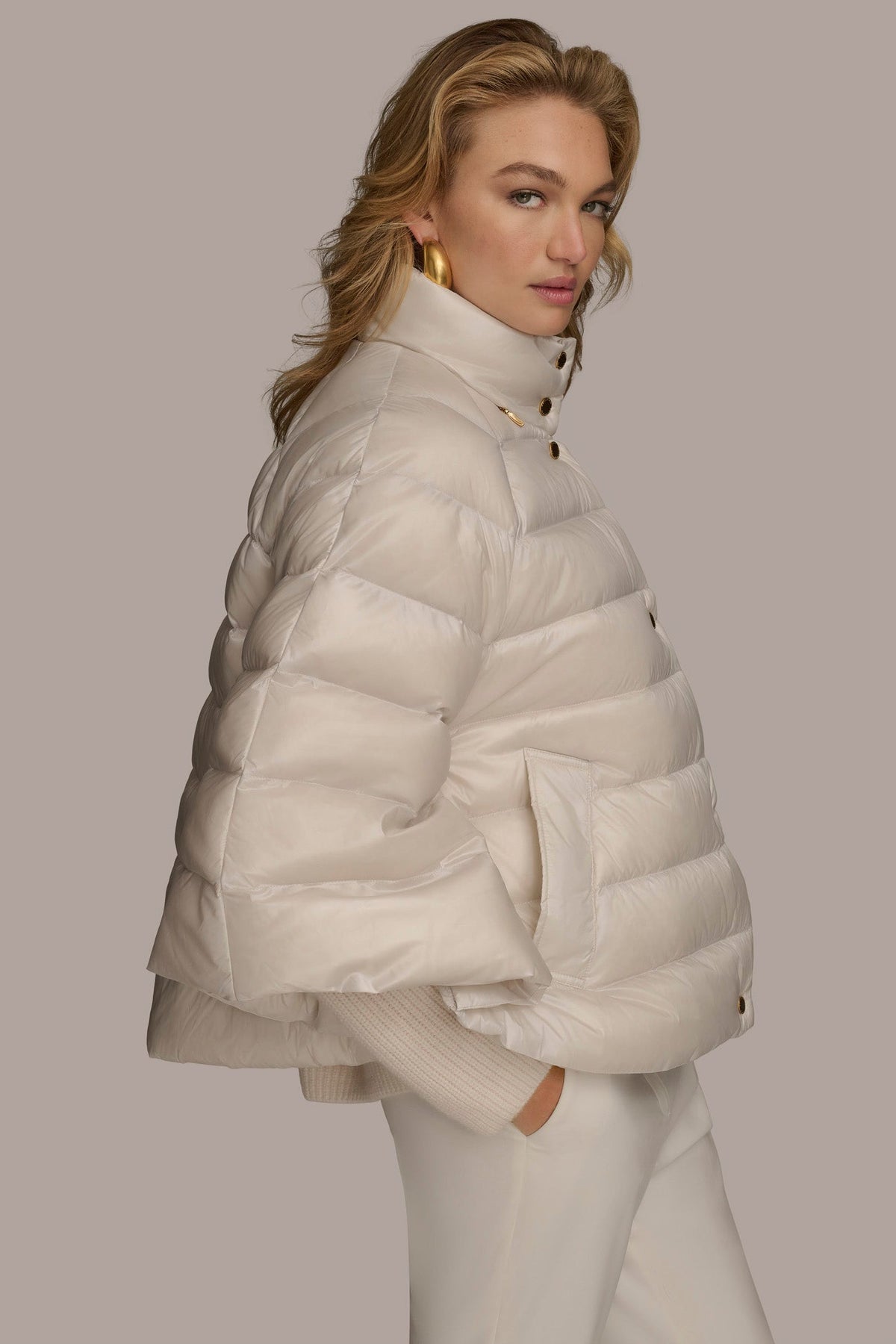 3/4 SLEEVE DOWN PUFFER CAPE