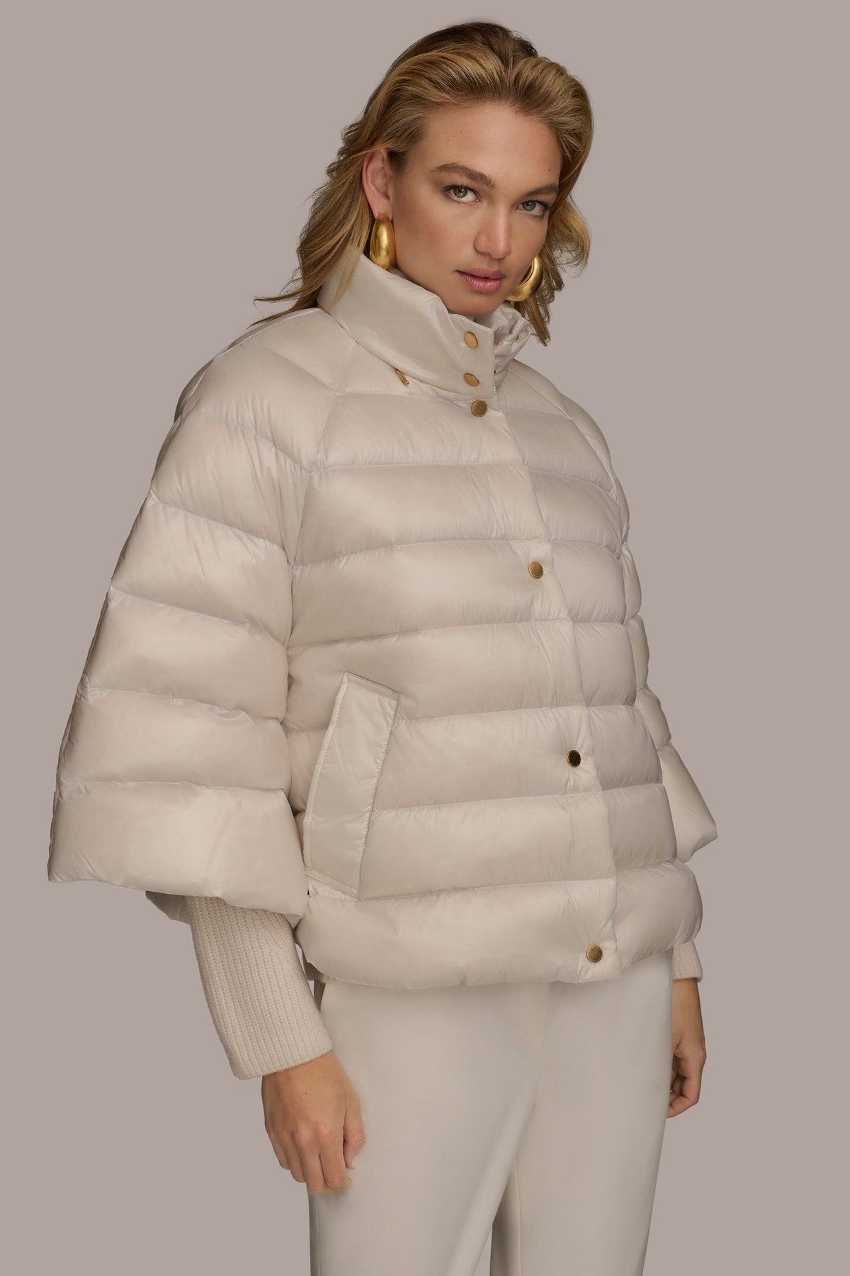 3/4 SLEEVE DOWN PUFFER CAPE